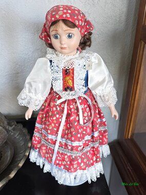 Czech Maiden Porcelain Doll in Traditional Clothing